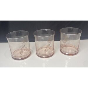 Libbey Rose Pink Tumbler Glasses‎ Set Of 3 Vintage 3.5 Inches Tall